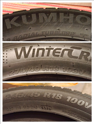 Tires - Разноширокие 245/45 275/40 R18 KUMHO липучки зима