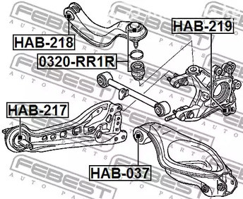 Spare Parts and Consumables - Сайлентблок заднего продольного рычага Honda Elysion FEBEST HAB217