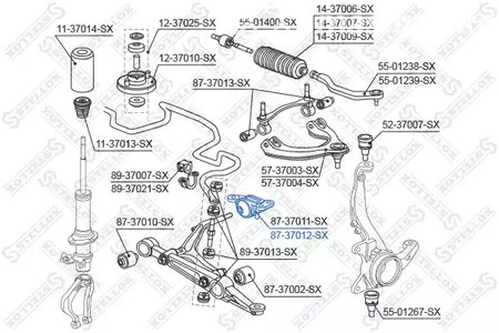 Spare Parts and Consumables - Сайлентблок нижн. рычага зад. л. Honda Civic all 91-95 STELLOX 8737012SX