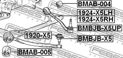 Запчасти и расходники - Сайлентблок рычага нижн.BMW X5 00> FEBEST BMAB005