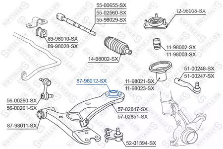 Spare Parts and Consumables - Сайлентблок рычага зад. Toyota Carina AT190/ST190 all 92-97 STELLOX 8798012