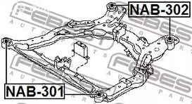 Запчасти и расходники - Сайлентблок подрамника передний Nissan Murano NZ50 02-08 FEBEST NAB301