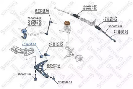 Запчасти и расходники - Сайлентблок рычага без кронштейна BMW E36/Z3 1.6-2.5TDs 90-03 STELLOX 77007