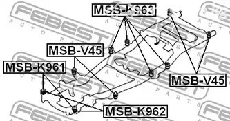 Авто тетиктер жана сарптоолору - Опора подрамника Mitsubishi L200/Pajero Sport 96> FEBEST MSBK962